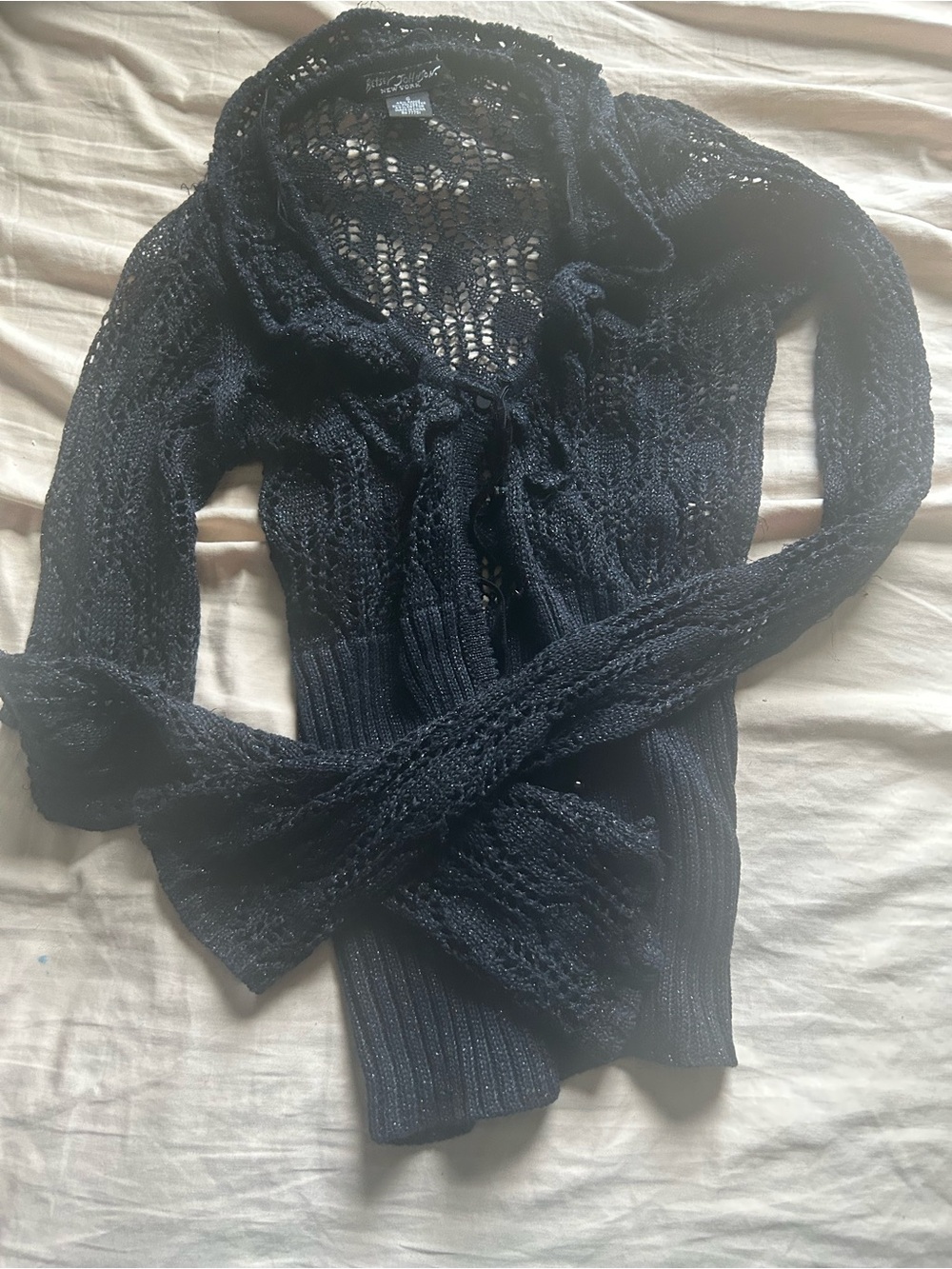 Betsey Johnson Black Open-Knit Cardigan